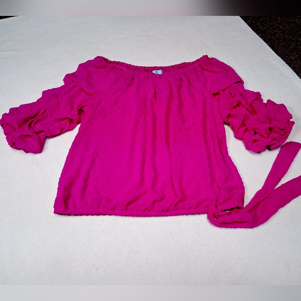 CeCe Fuchsia Off-Shoulder Blouse